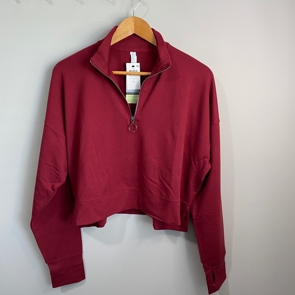 Ideology ID Burgundy Women's Long Sleeve 1/4 Zip Cropped Pullover Size Large - Picture 1 of 11